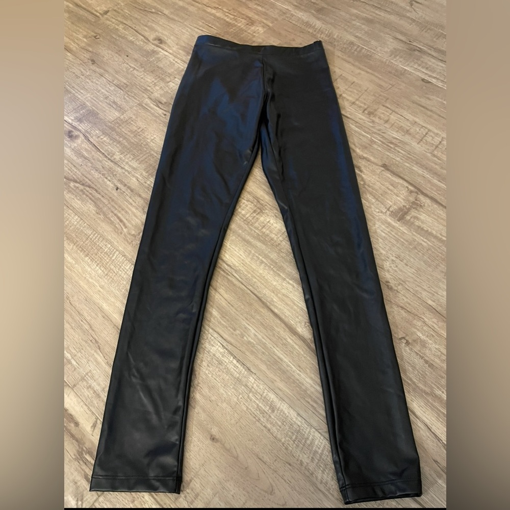 Girls Zara black Faux leather leggings